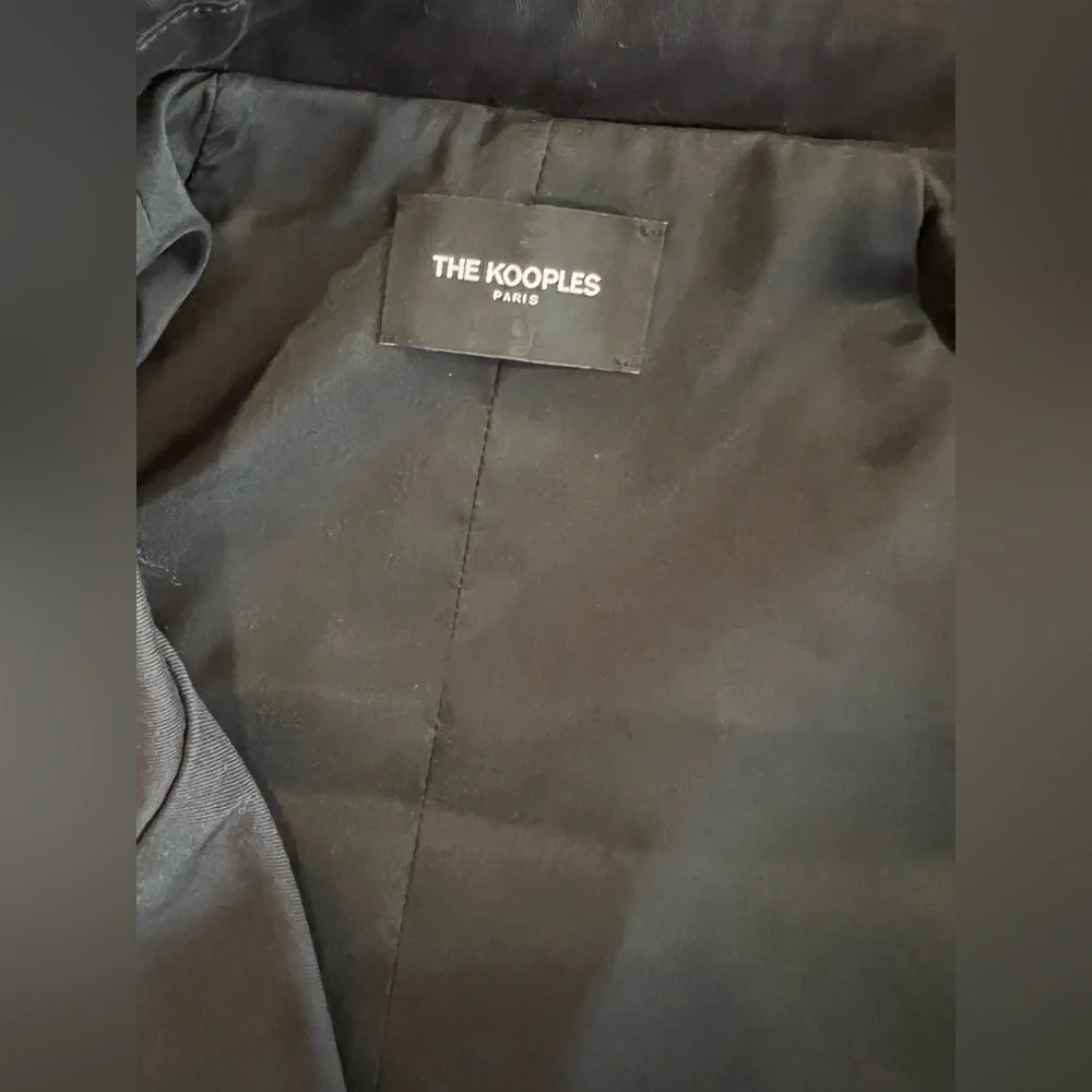 The Kooples LEMAL Trench Coat Black Leather Belt Cotton Size 34 US 2 $618 NWT - Picture 11 of 14